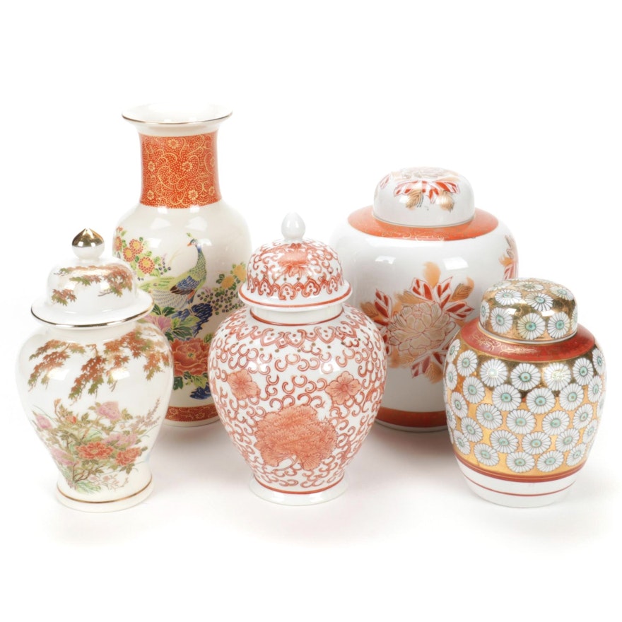 Japanese Satsuma Porcelain Ginger Jars and  Other Vases