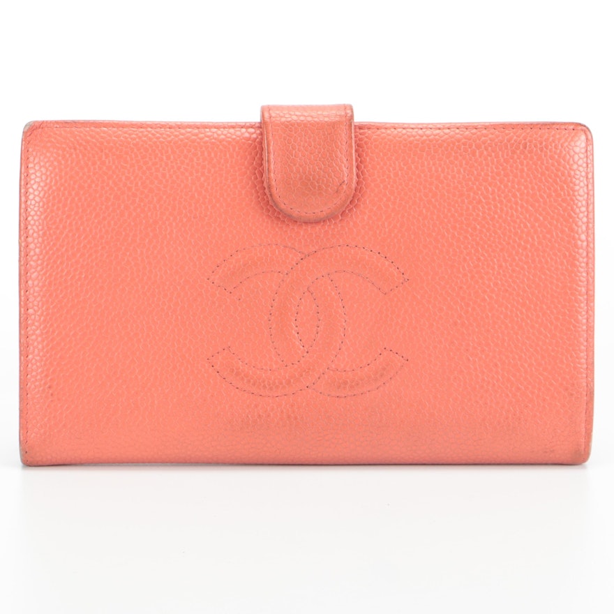 Chanel CC Wallet in Coral Caviar Leather