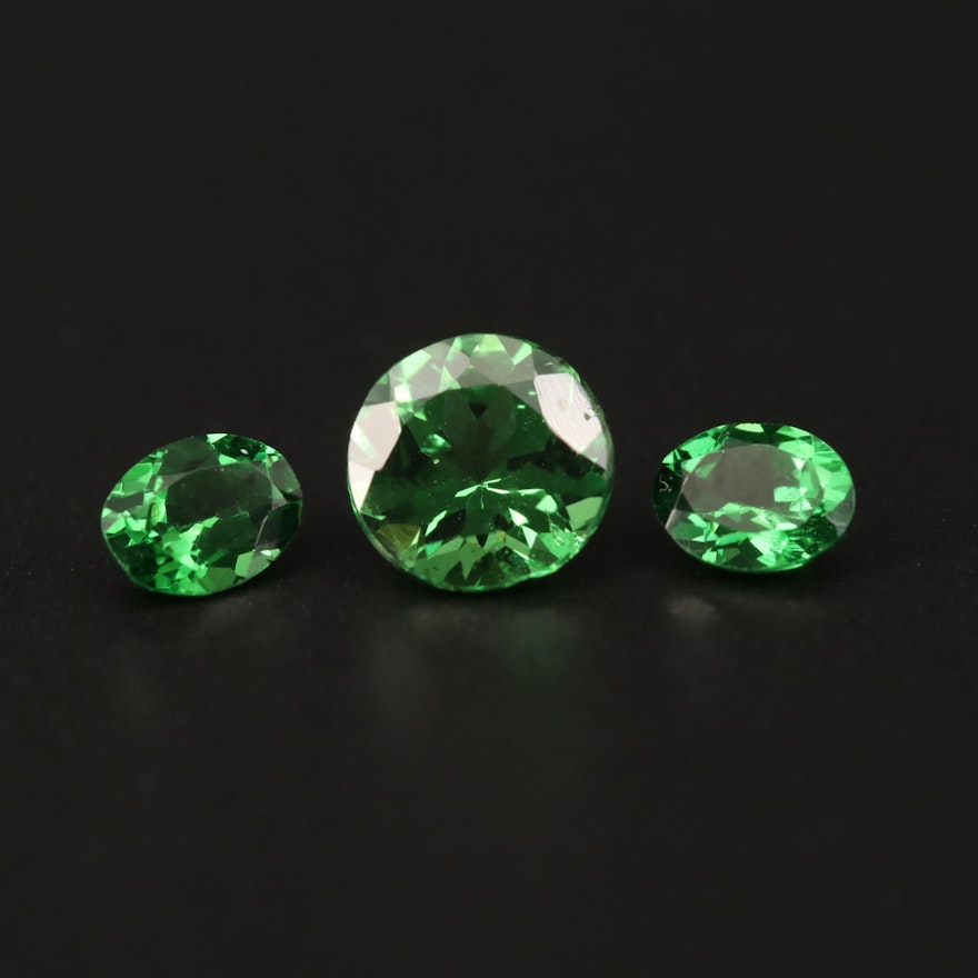 Loose 1.74 CTW Faceted Tsavorite Garnet Including Matched Pair