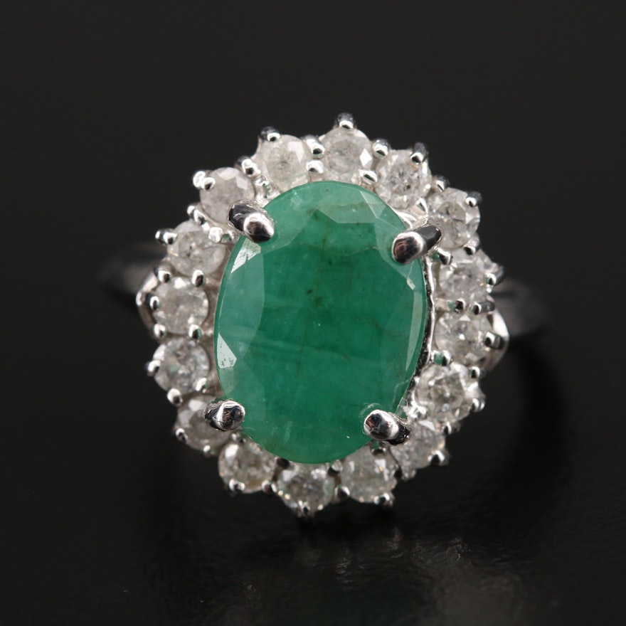 14K 2.48 CT Emerald and Diamond Ring