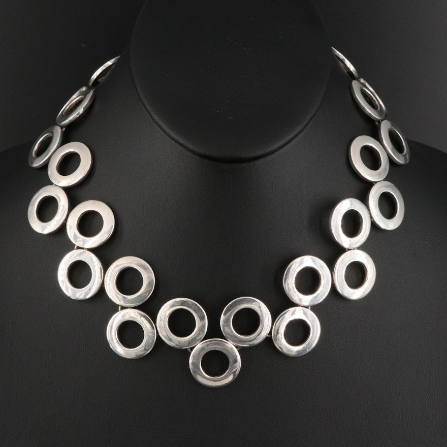 Sterling Silver Circle Link Necklace