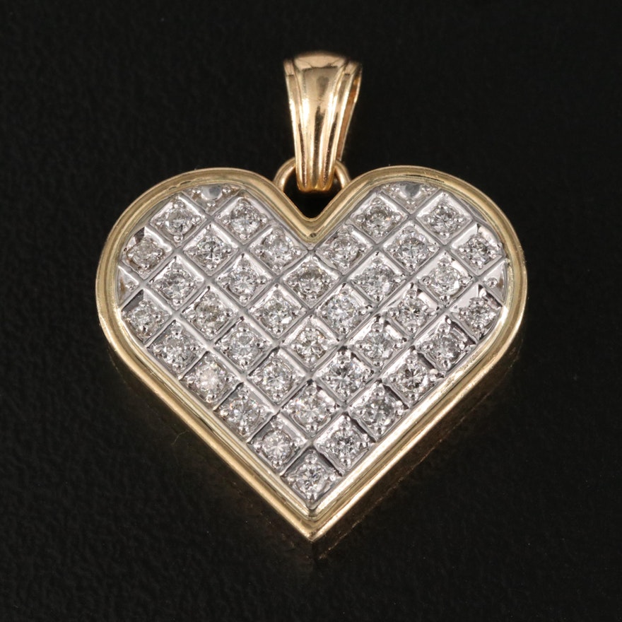 14K Two-Tone Diamond Heart Pendant