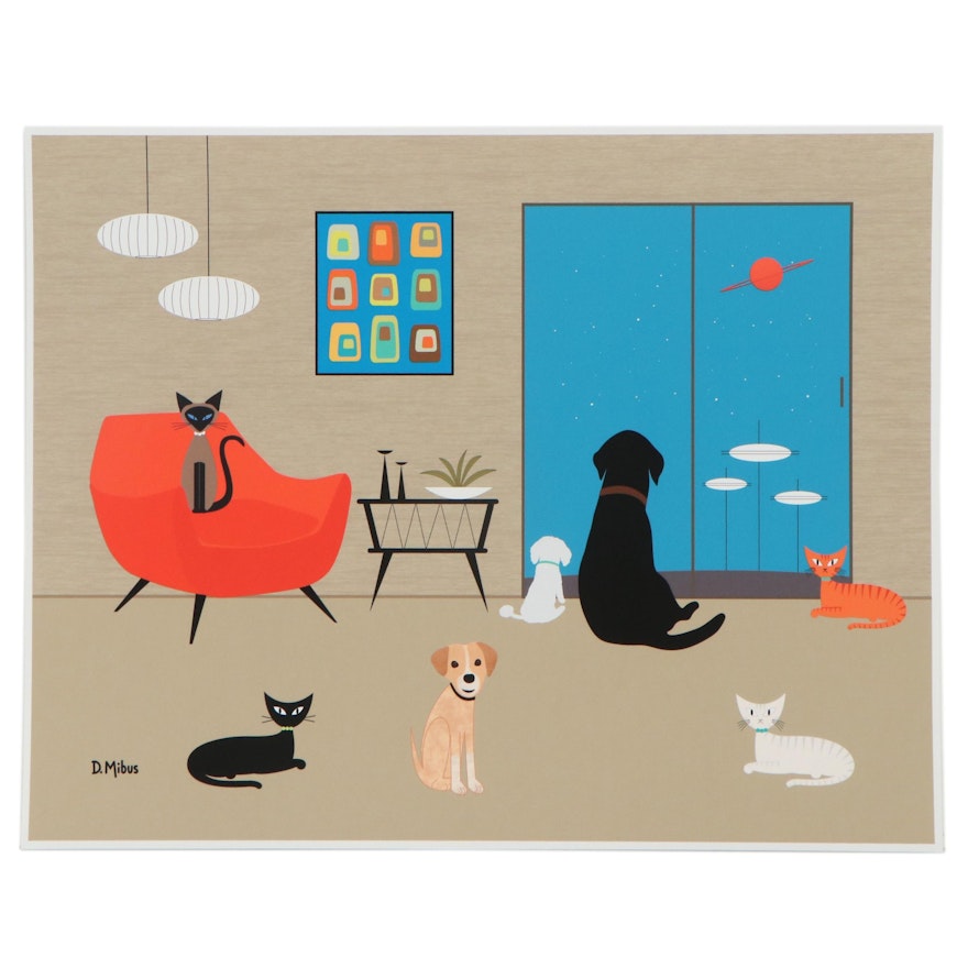 Donna Mibus Giclée "Mid Century Modern Dogs and Cats"