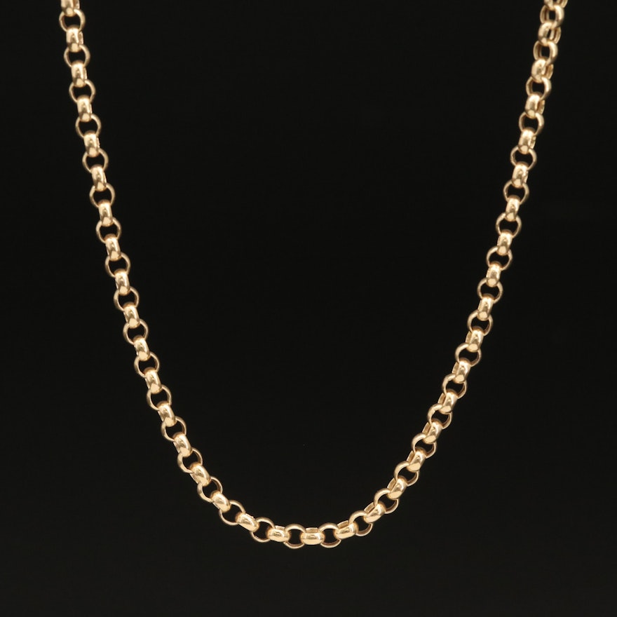 14K Rolo Link Chain Necklace