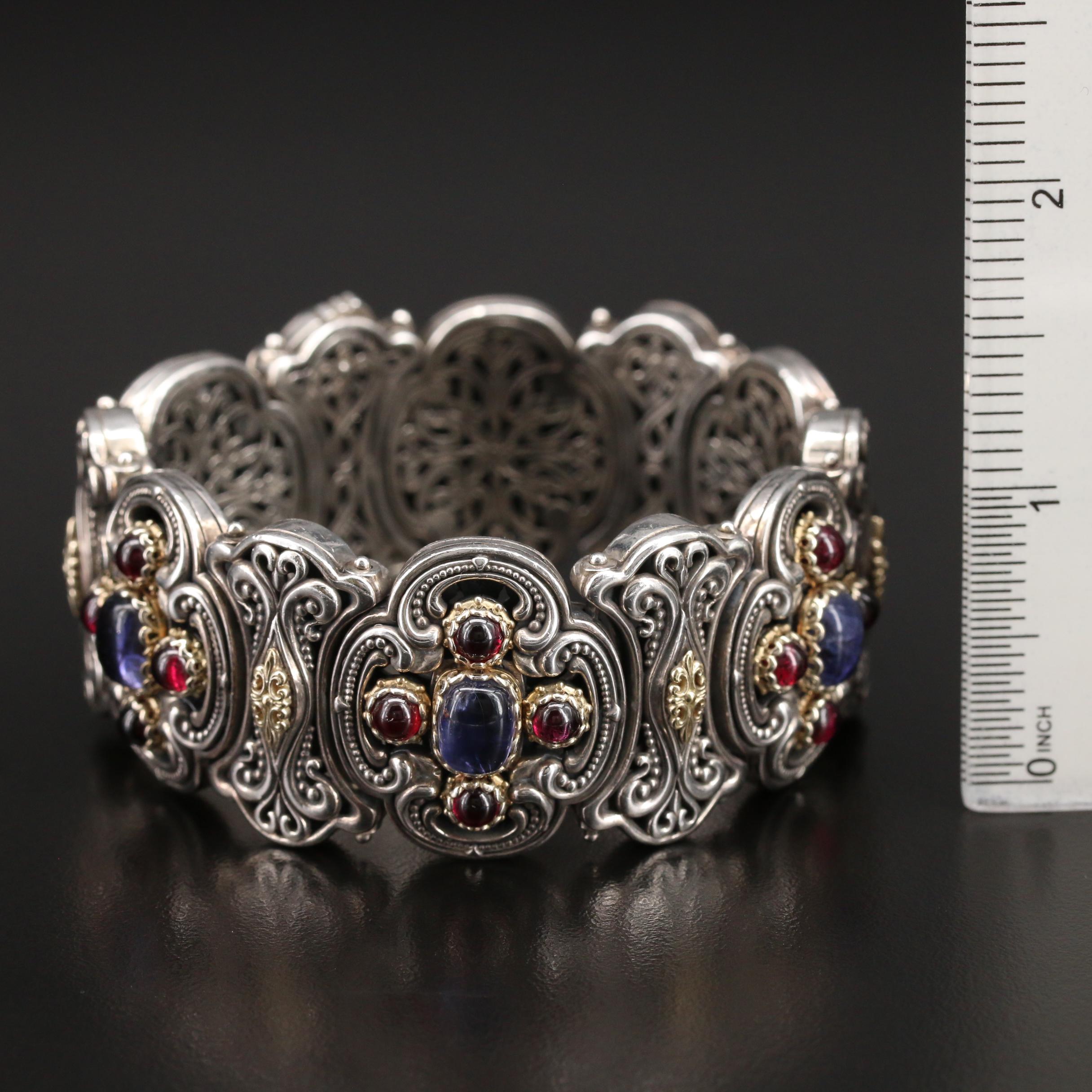 Konstantino Sterling Iolite and Rhodolite Garnet Bracelet with 18K Accents