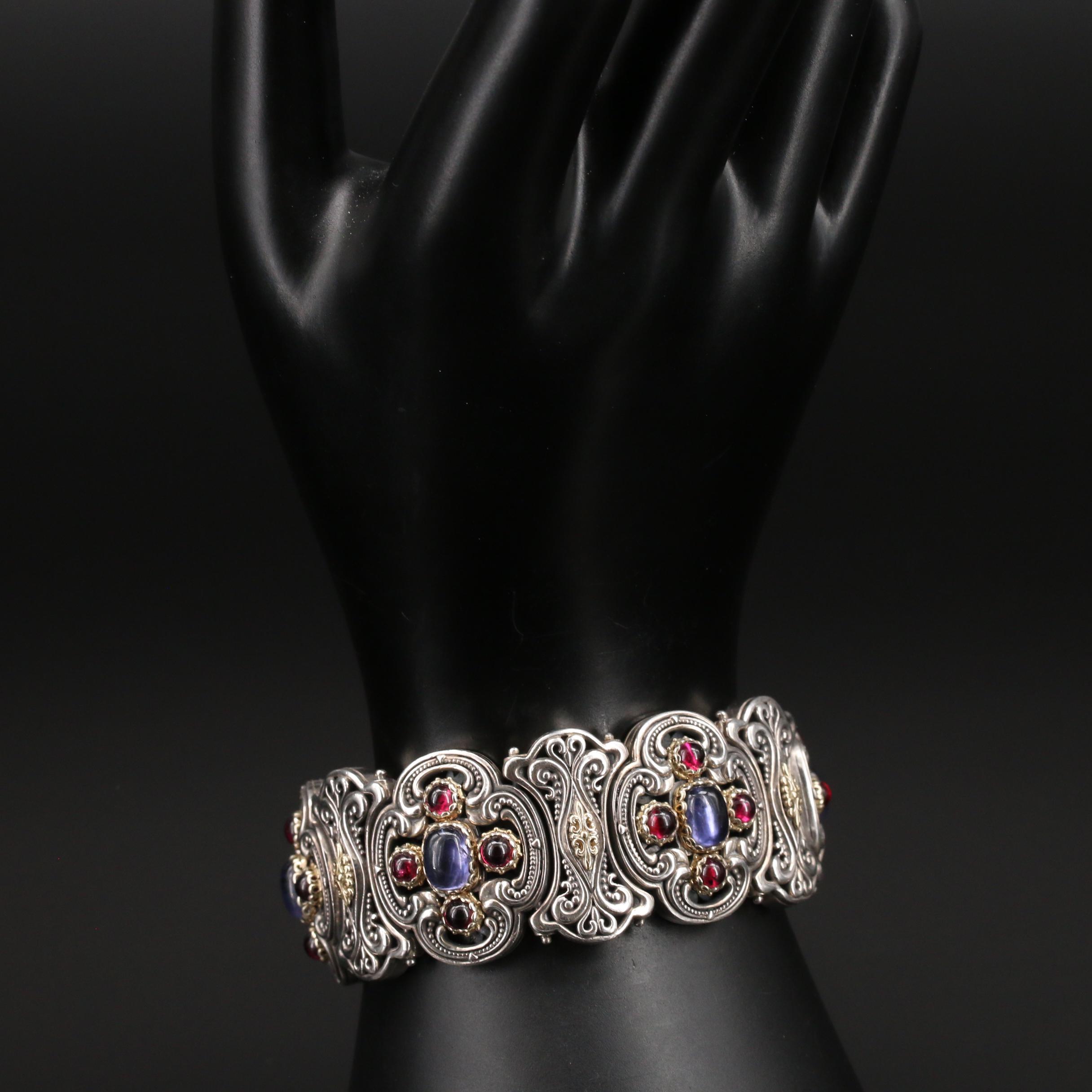 Konstantino Sterling Iolite and Rhodolite Garnet Bracelet with 18K Accents