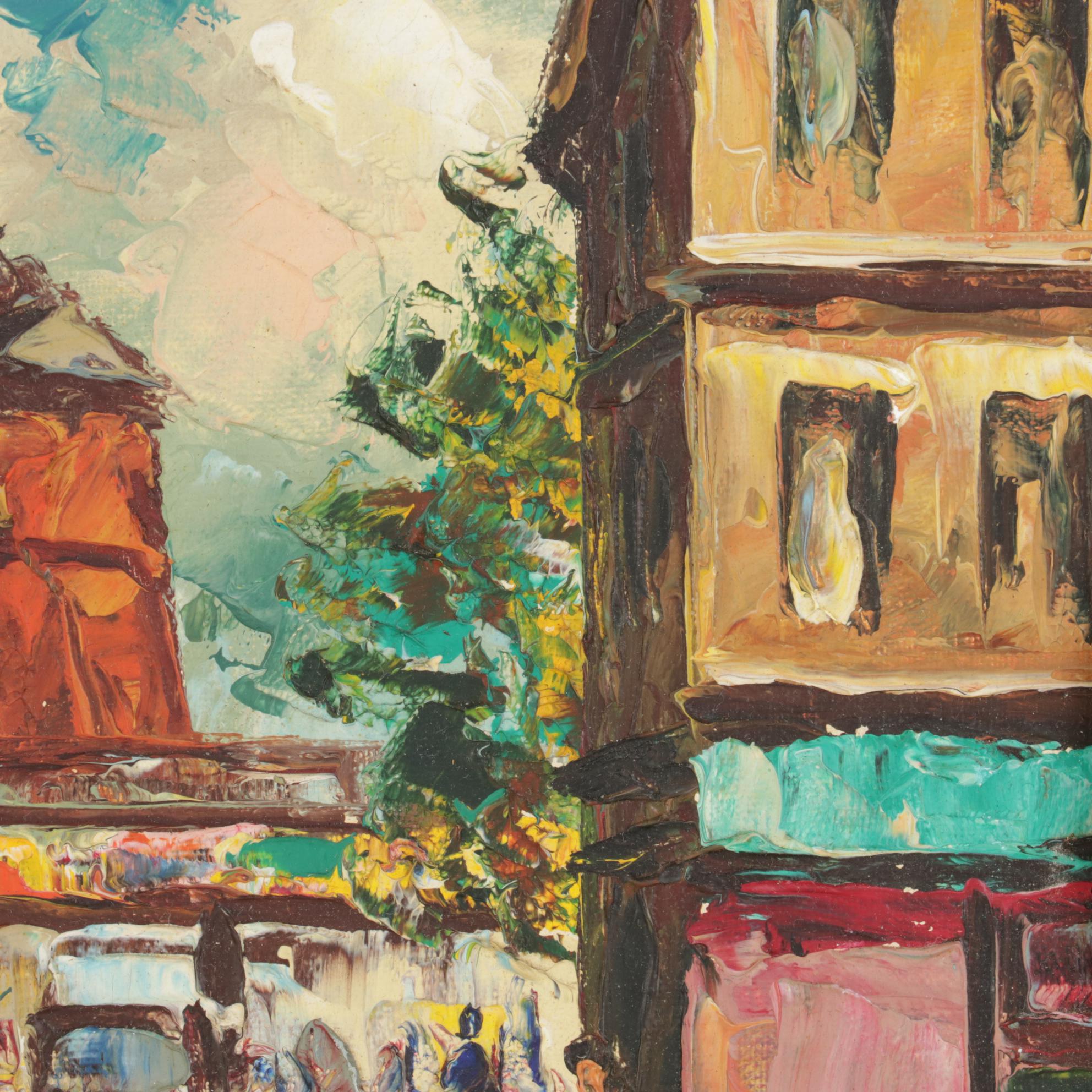 A. Valentine Impressionist Oil Painting "Moulin Rouge," Mid to Late 20th Century