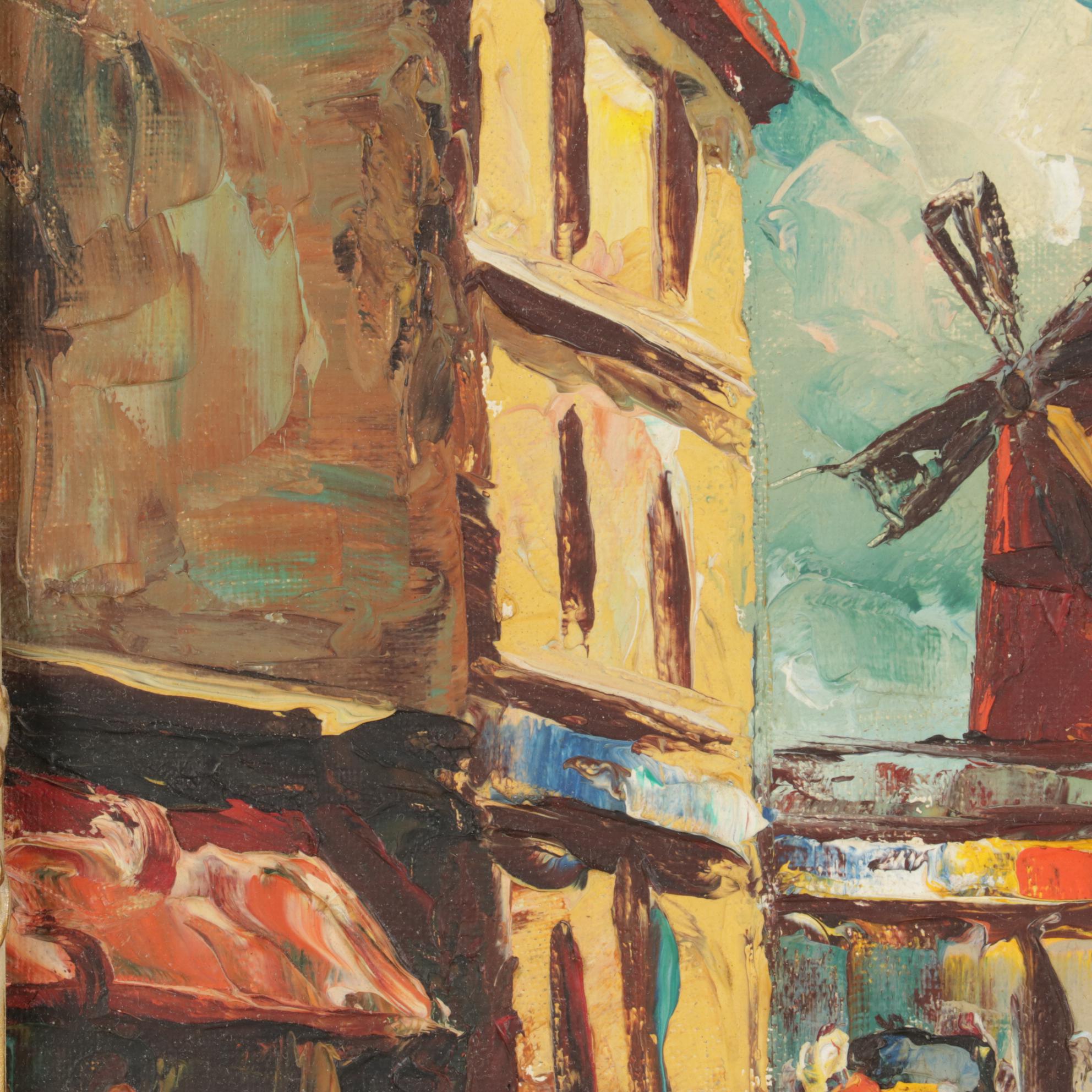 A. Valentine Impressionist Oil Painting "Moulin Rouge," Mid to Late 20th Century