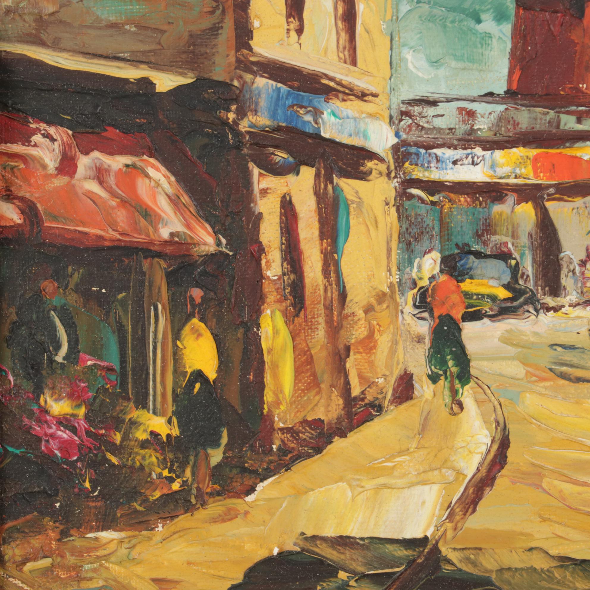 A. Valentine Impressionist Oil Painting "Moulin Rouge," Mid to Late 20th Century