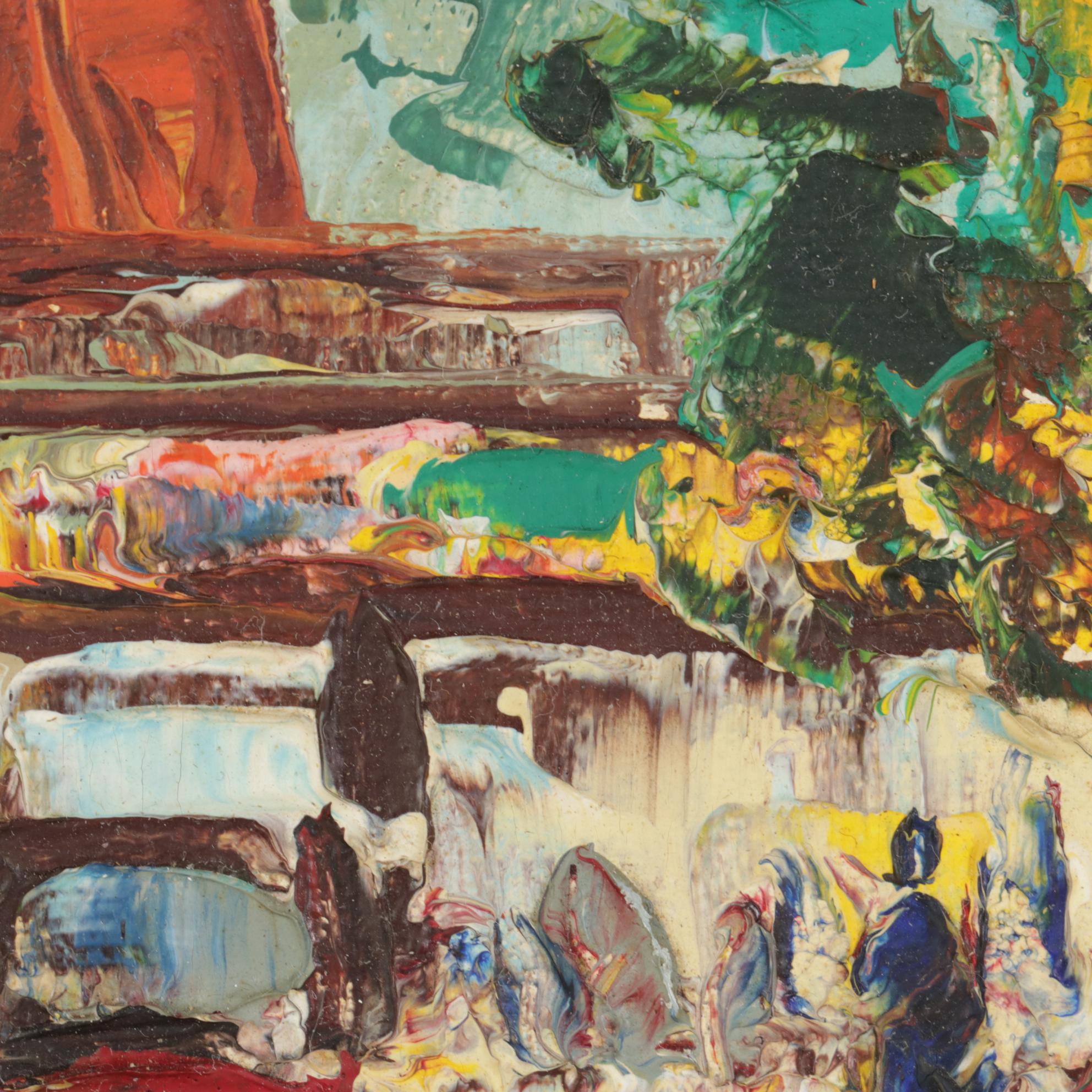 A. Valentine Impressionist Oil Painting "Moulin Rouge," Mid to Late 20th Century