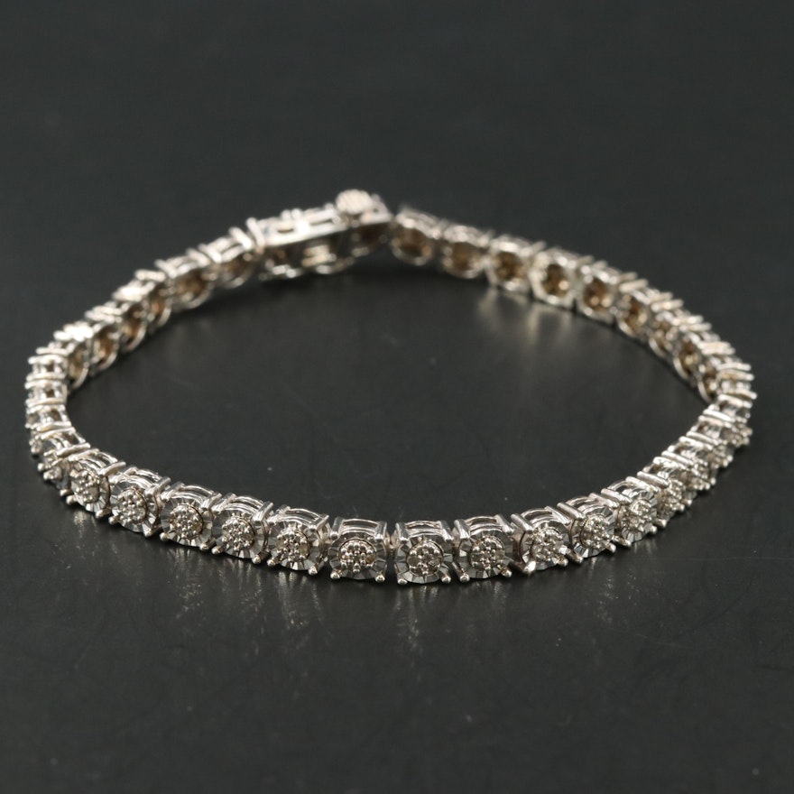 Sterling Diamond Illusion Link Bracelet