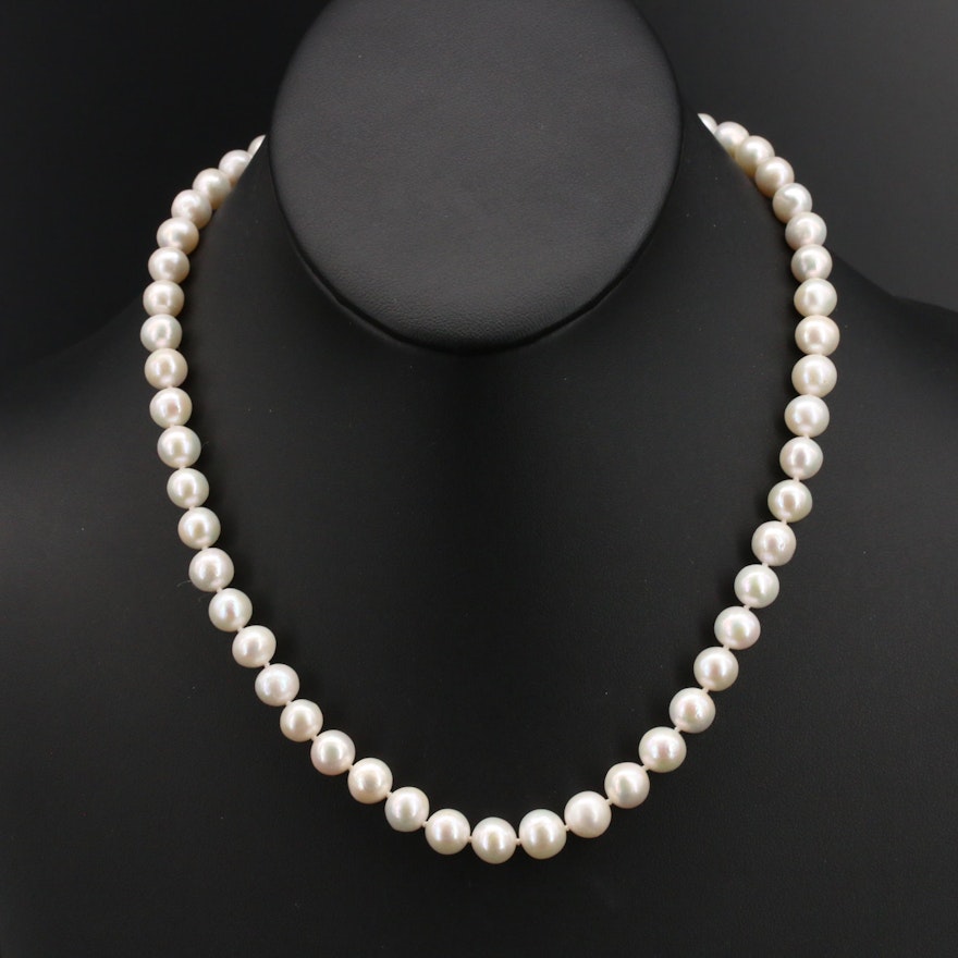 18K Knotted Pearl Necklace