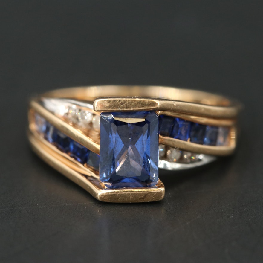 10K Sapphire and Diamond Ring