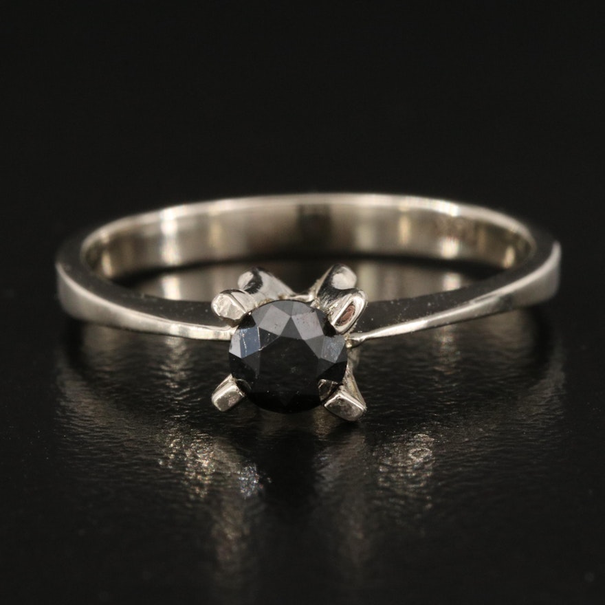 14K 0.40 CT Black Diamond Solitaire Ring