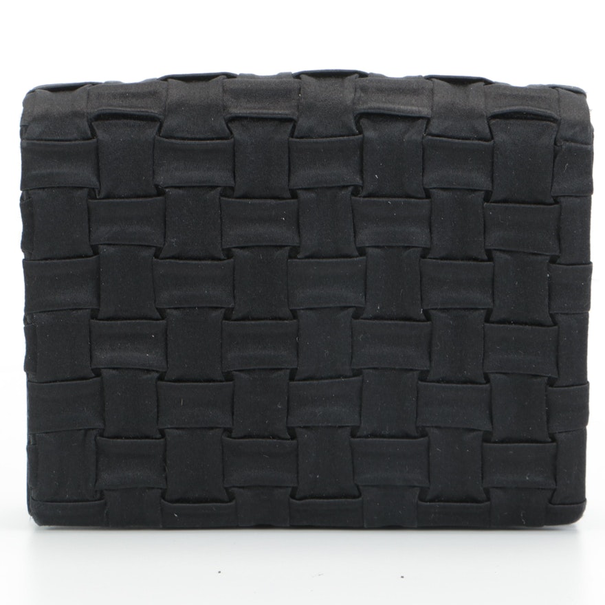 Tiffany & Co. Black Satin Basket Weave Style Convertible Clutch