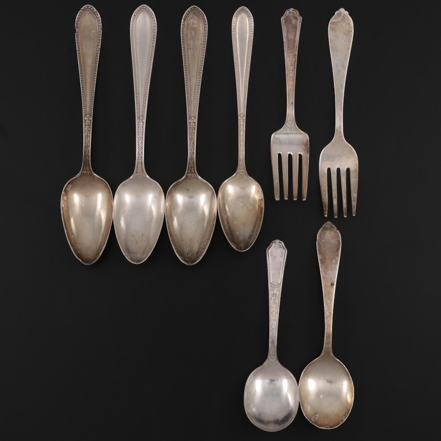 Gorham "Edgeworth" Sterling Silver Teaspoons with Lunt and Rogers Baby Flatware