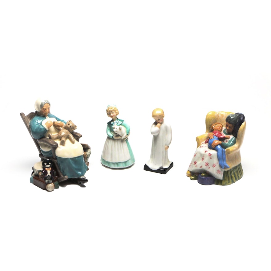 Royal Doulton Porcelain Figurines "Nanny", "Sweet Dreams", "Stayed At Home"