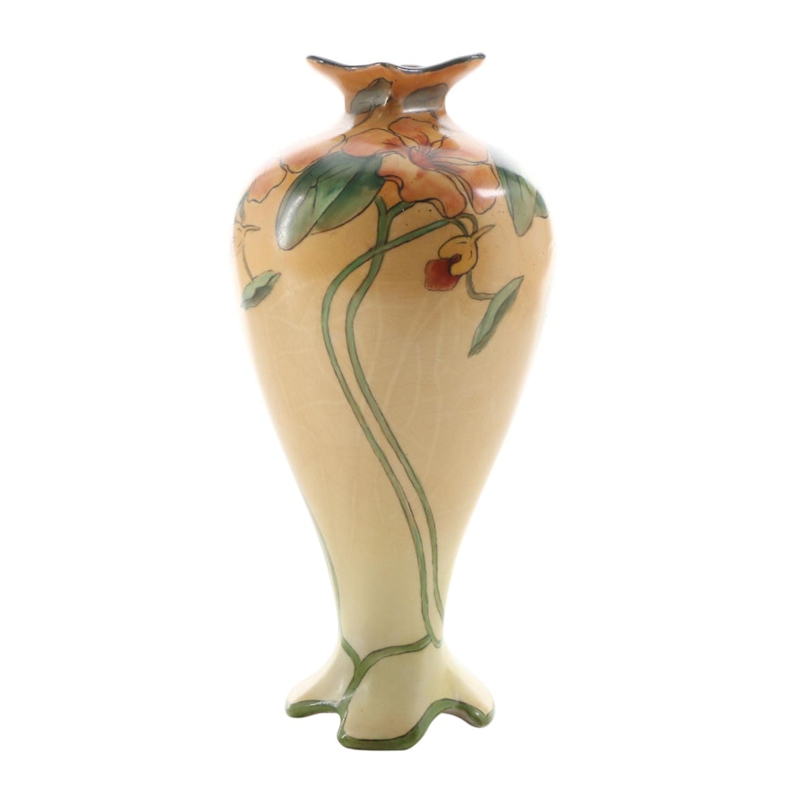 Art Nouveau Style Hobbyist Hand-Painted Porcelain Vase, Early 20th C.