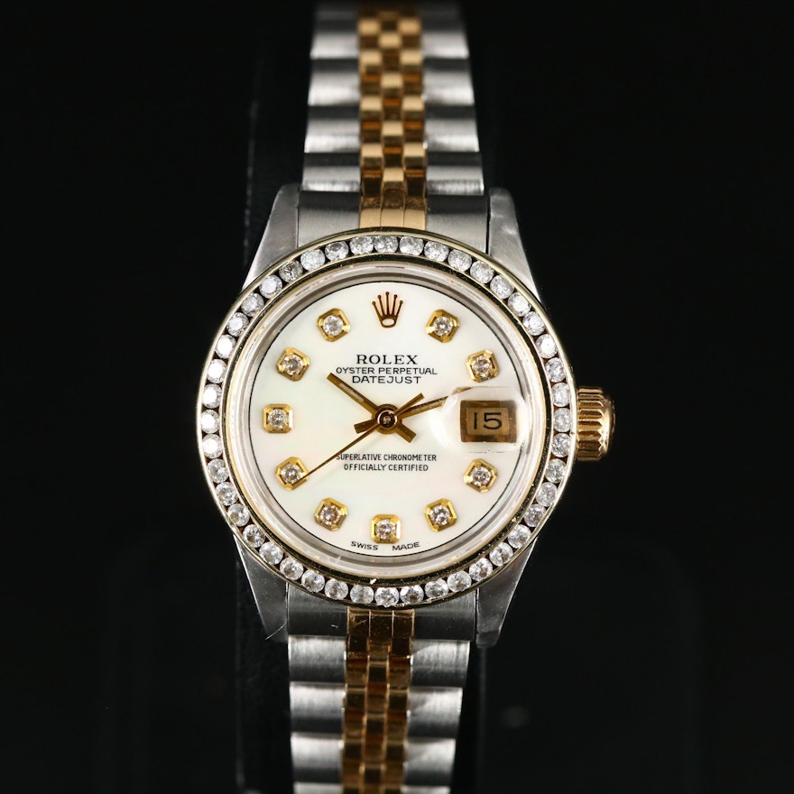 1993 Rolex Datejust 18K Gold and Stainless Steel 1.00 CTW Diamond Wristwatch