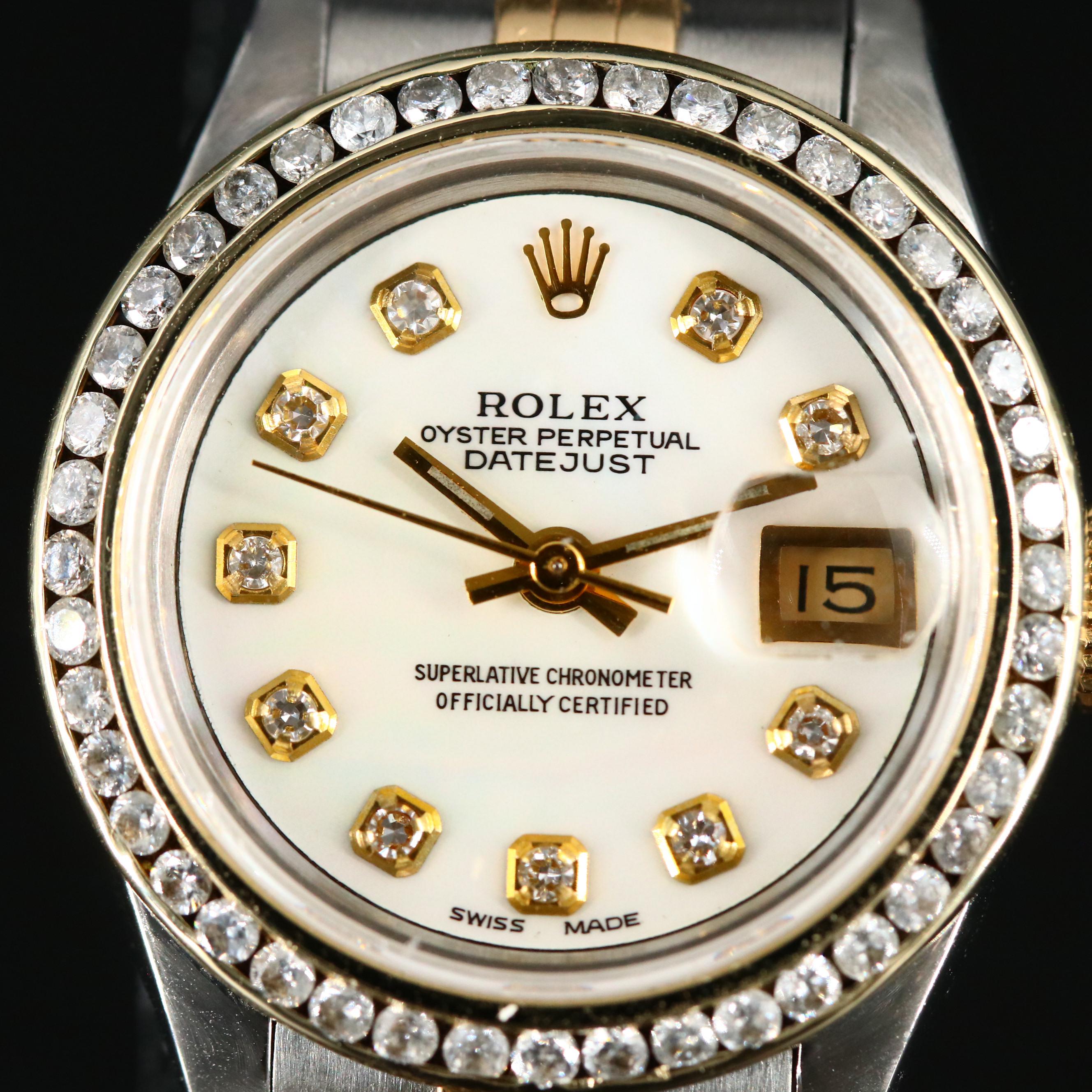 1993 Rolex Datejust 18K Gold and Stainless Steel 1.00 CTW Diamond Watch