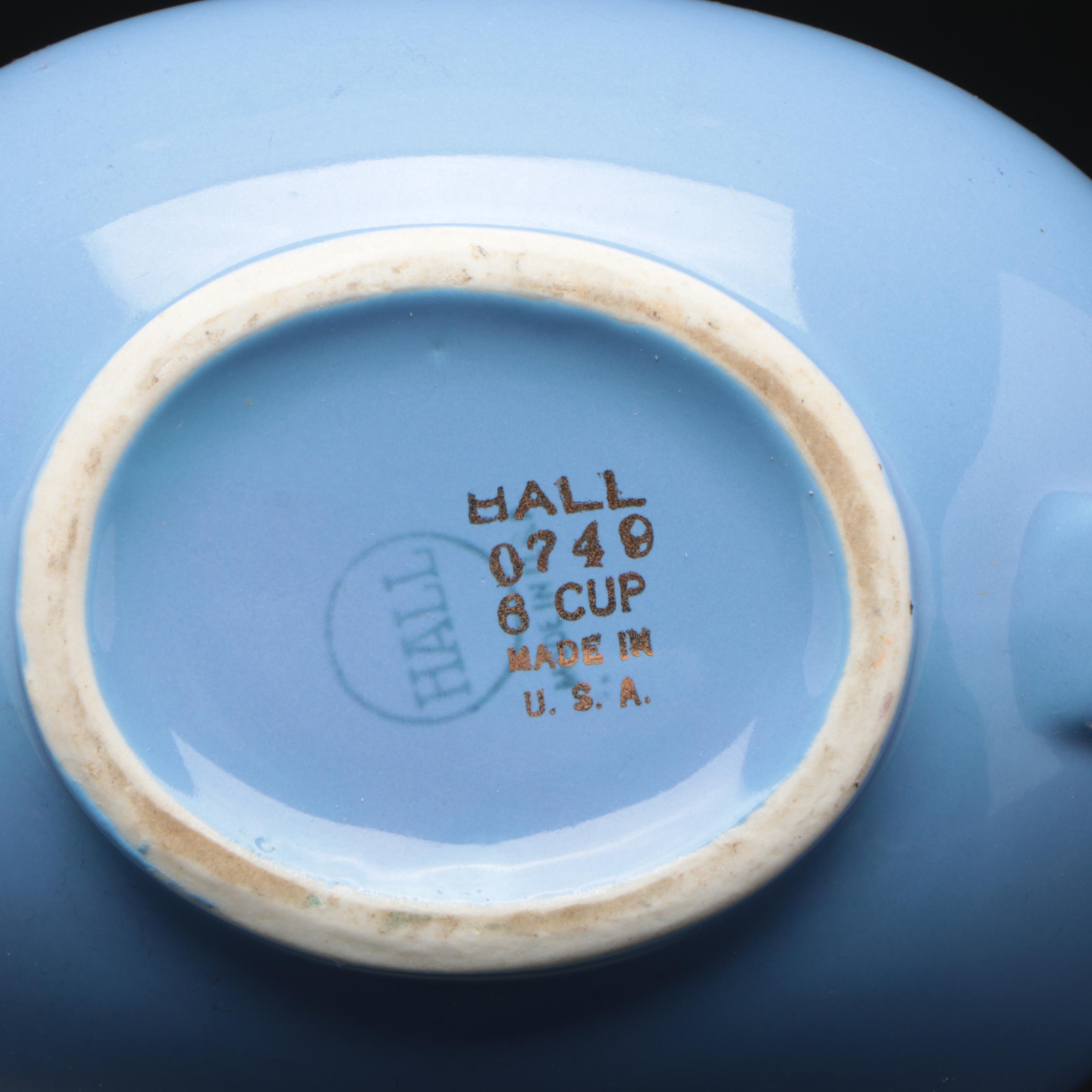 Hall Pottery Ceramic Airflow Ball Teapot, and Other Tableware, Mid-20th Century