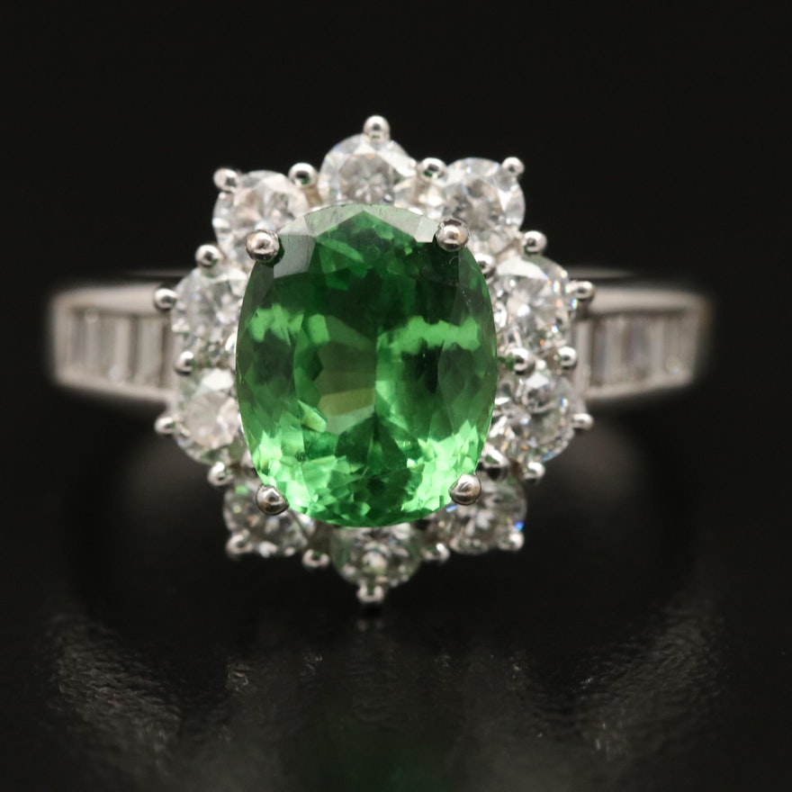 18K 2.66 CT Tsavorite and 1.00 CTW Diamond Ring