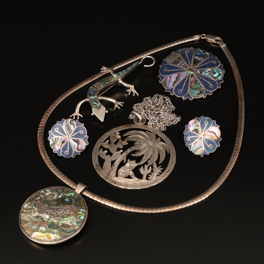 Sterling Jewelry Including Abalone and Taxco