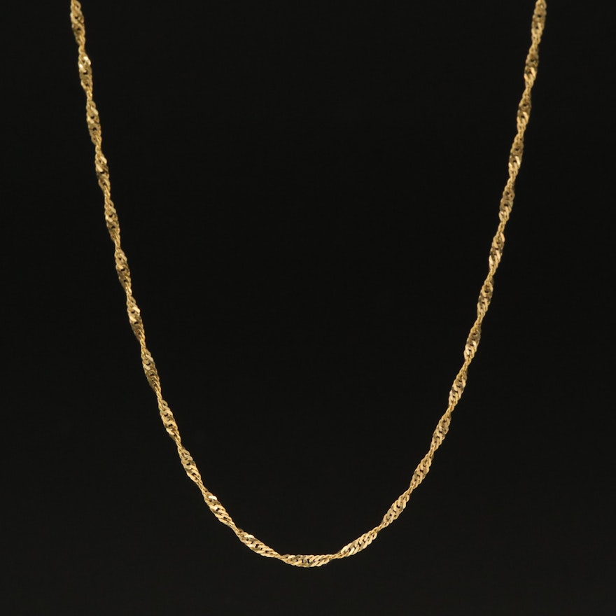 14K Diamond Cut Singapore Chain Necklace