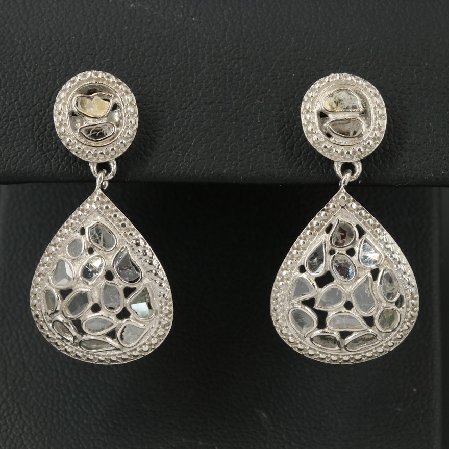 Sterling Silver Diamond Teardrop Earrings