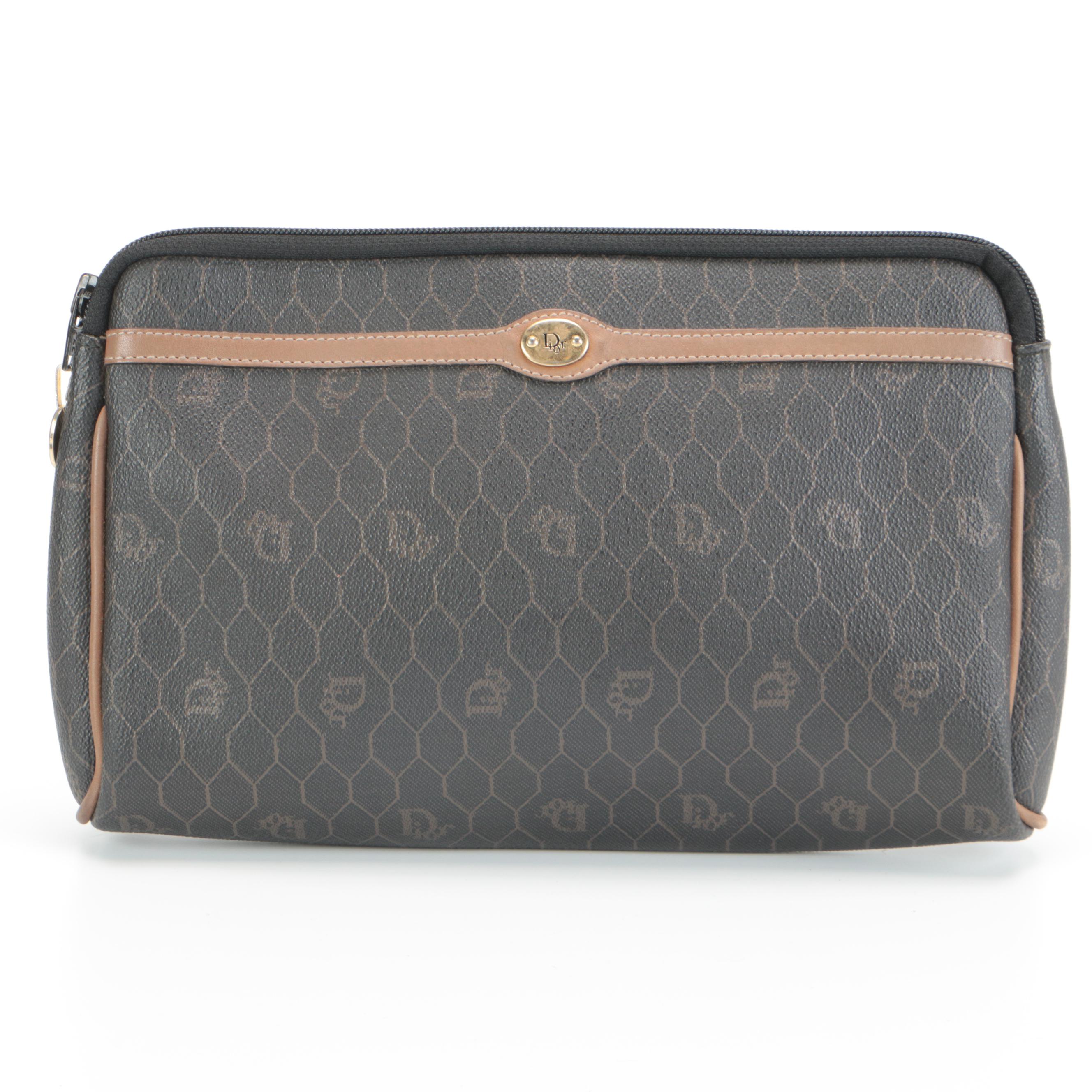 Dior Cosmetic Bag in Honeycomb Monogram Coated Canvas