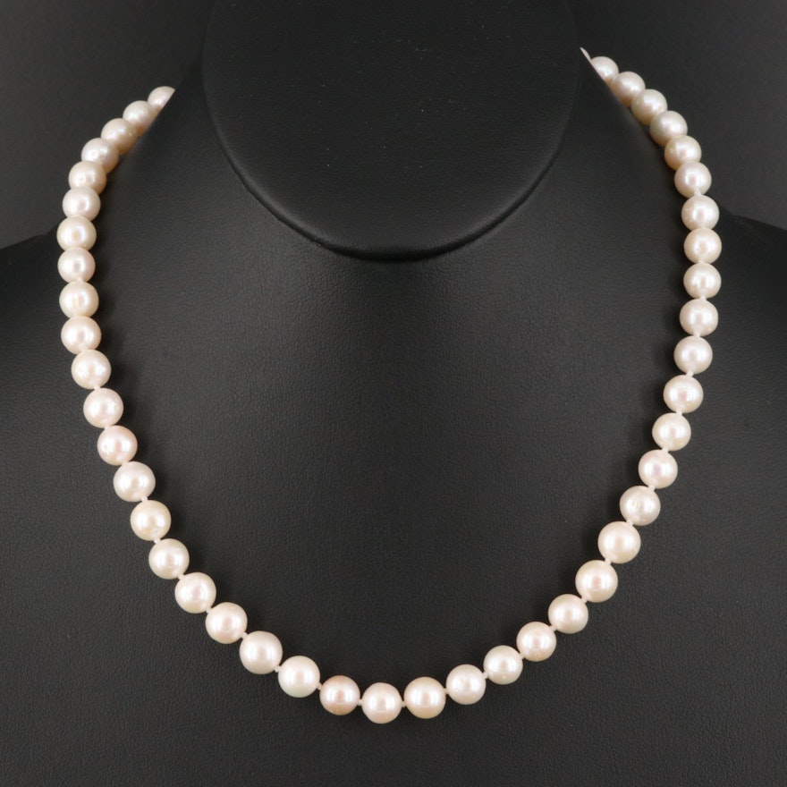 Pearl Necklace with 18K Clasp