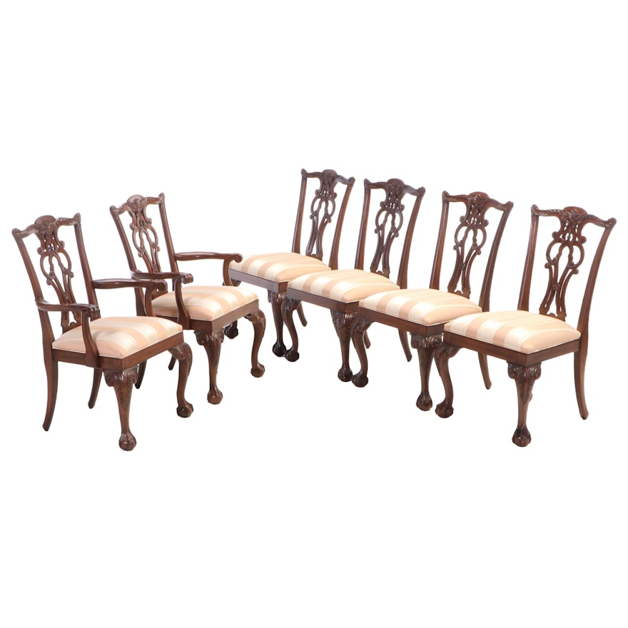Six Ethan Allen Chippendale Style Mahogany Dining Chairs
