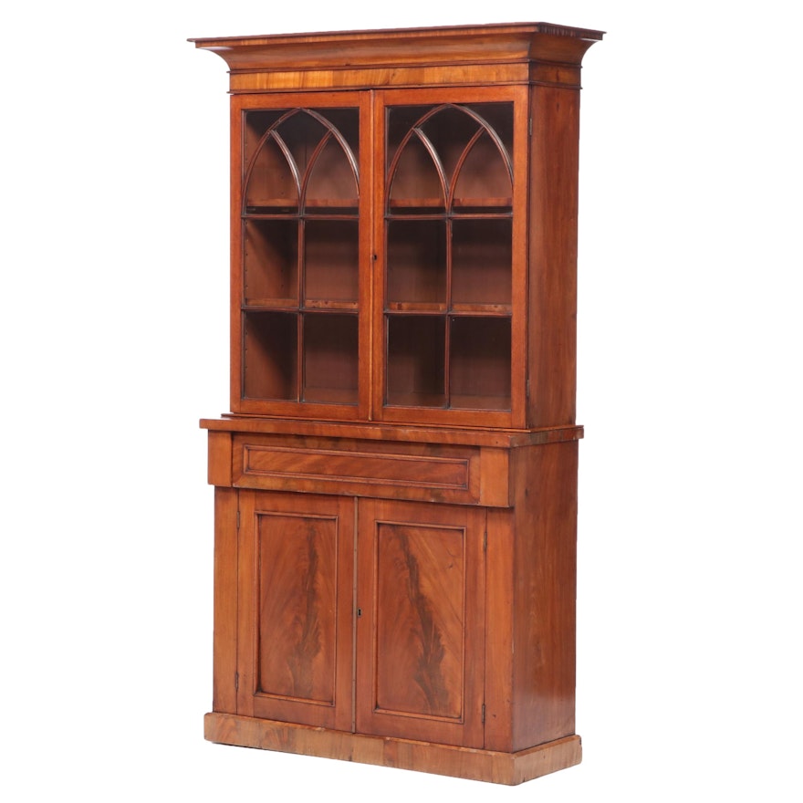 Federal Style Flame Mahogany Bookcase, Mid to Late 19th Century