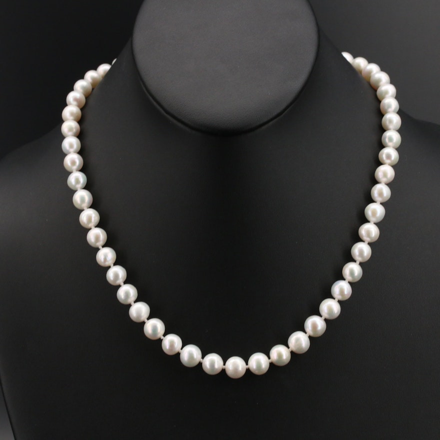 Semi-Baroque Pearl Necklace with 14K Clasp