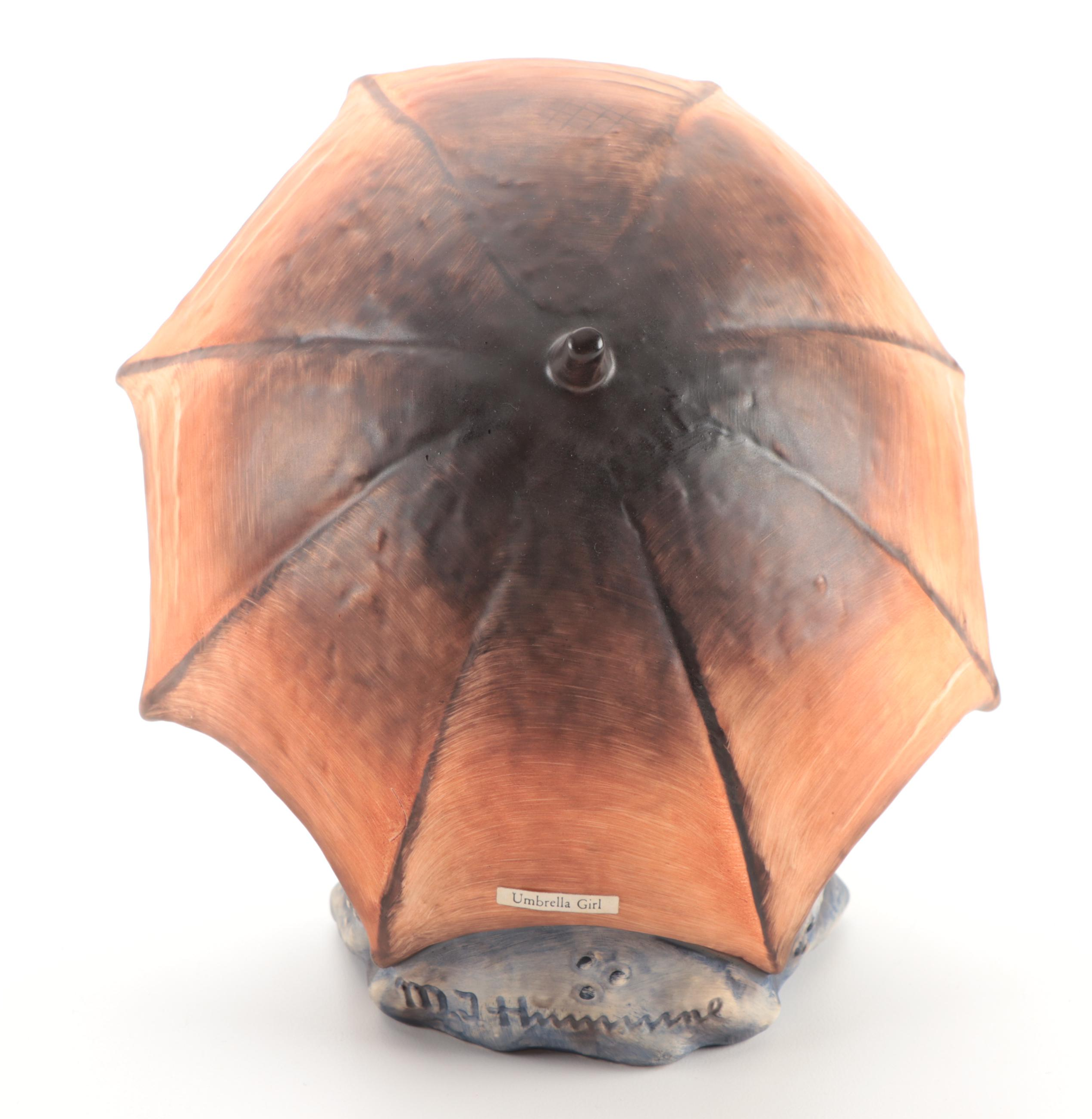 Goebel "Umbrella Girl" and "Umbrella Boy" Porcelain Hummel Figurines