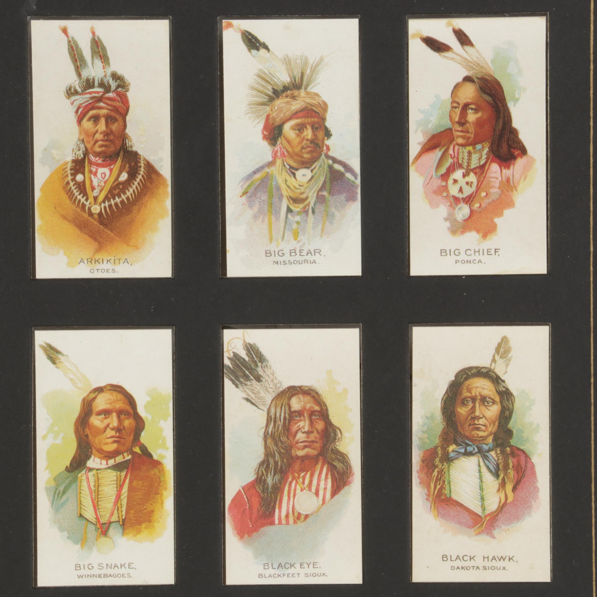 Offset Lithograph of Cigarette Cards "Celebrated Indian Chiefs, 1888"