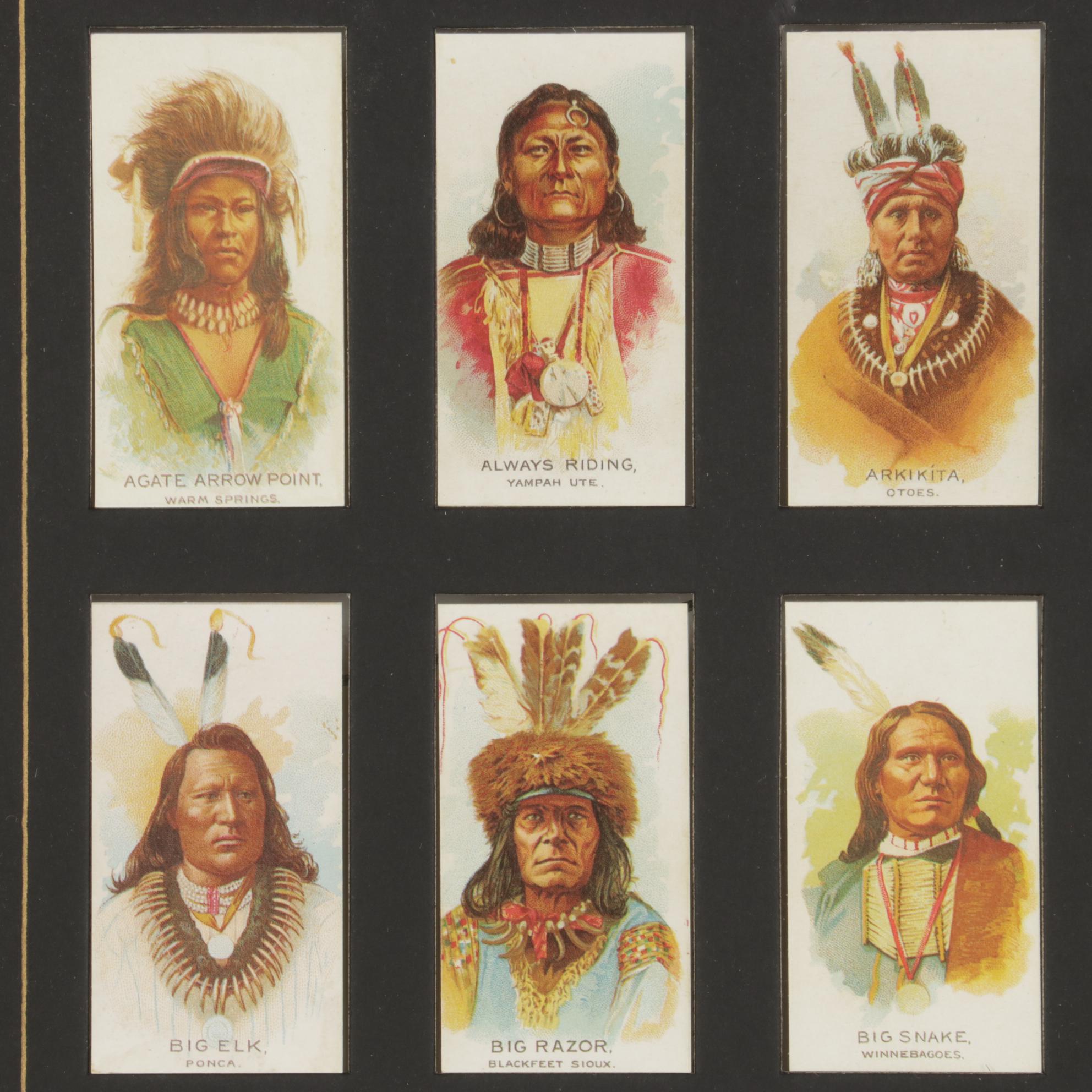 Offset Lithograph of Cigarette Cards "Celebrated Indian Chiefs, 1888"