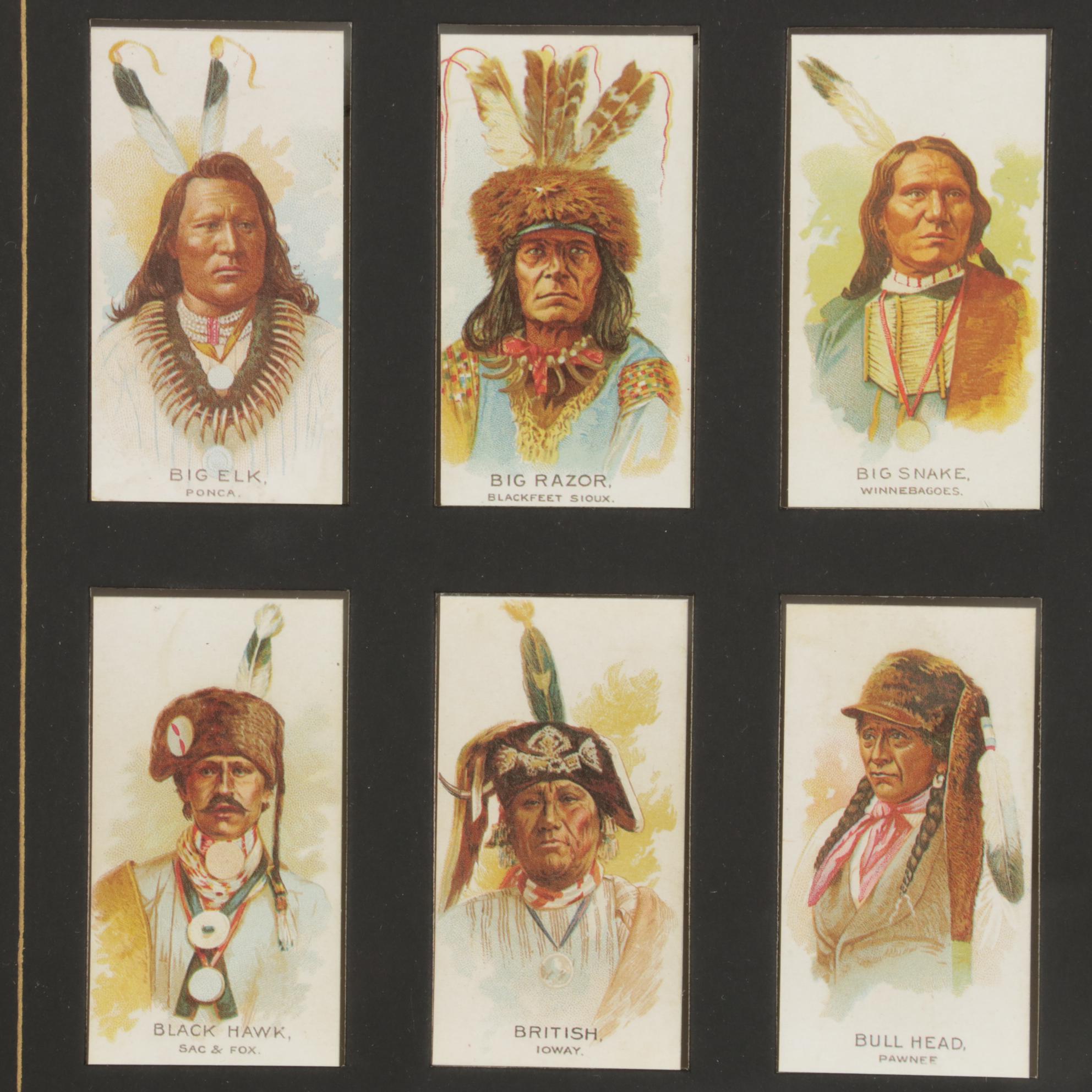 Offset Lithograph of Cigarette Cards "Celebrated Indian Chiefs, 1888"