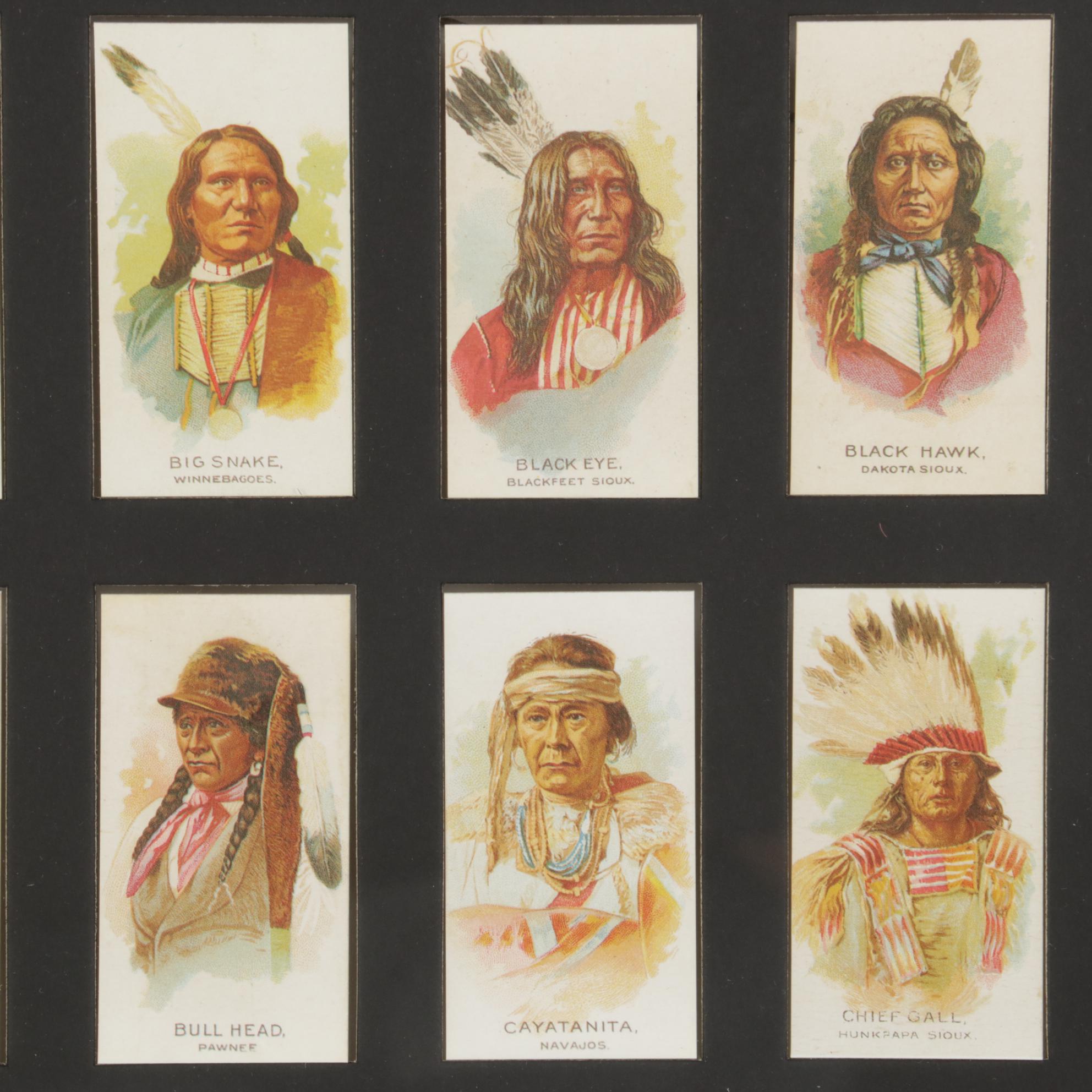 Offset Lithograph of Cigarette Cards "Celebrated Indian Chiefs, 1888"