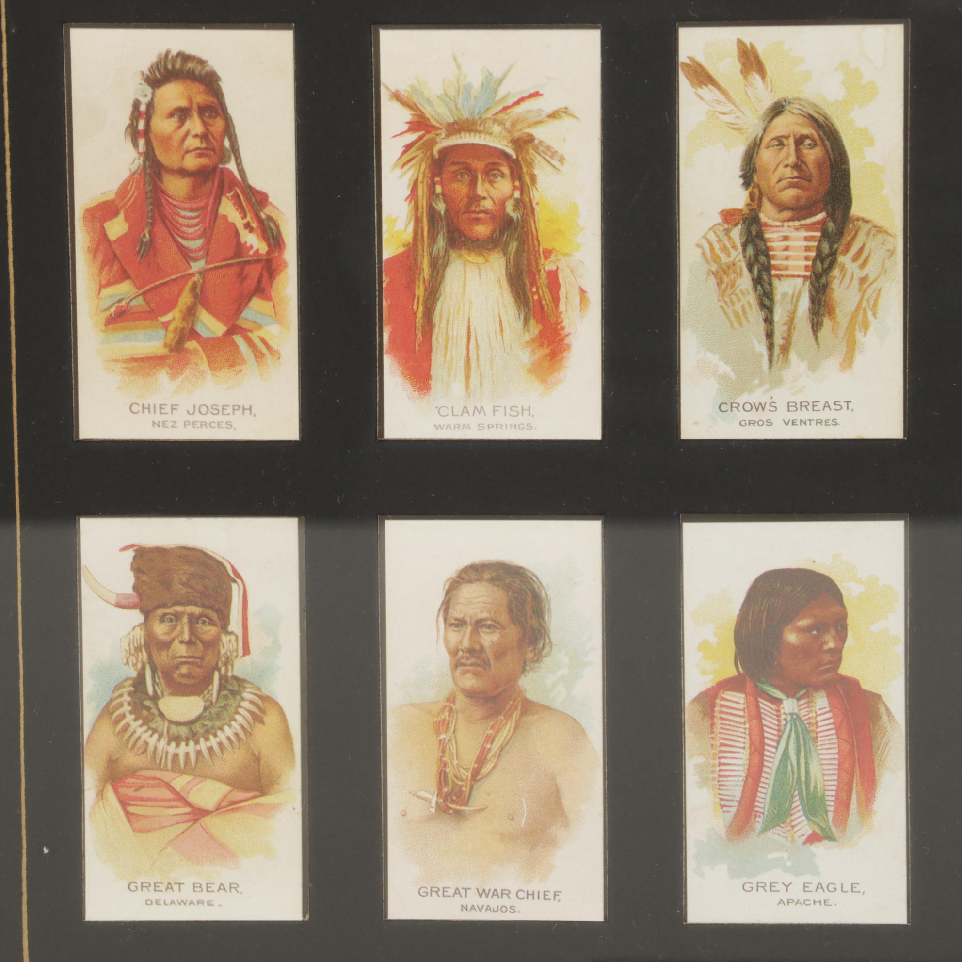 Offset Lithograph of Cigarette Cards "Celebrated Indian Chiefs, 1888"