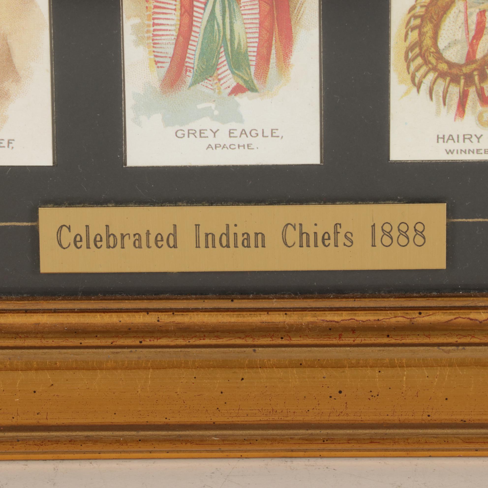 Offset Lithograph of Cigarette Cards "Celebrated Indian Chiefs, 1888"