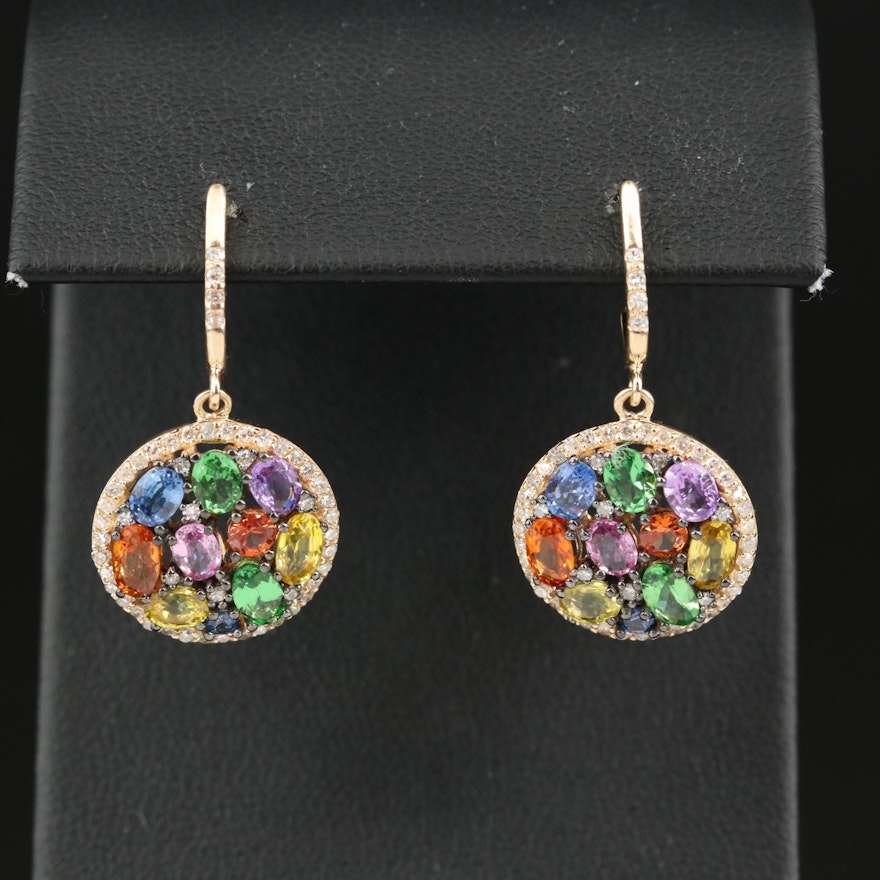 EFFY 14K Multicolor Sapphire and Diamond Drop Earrings