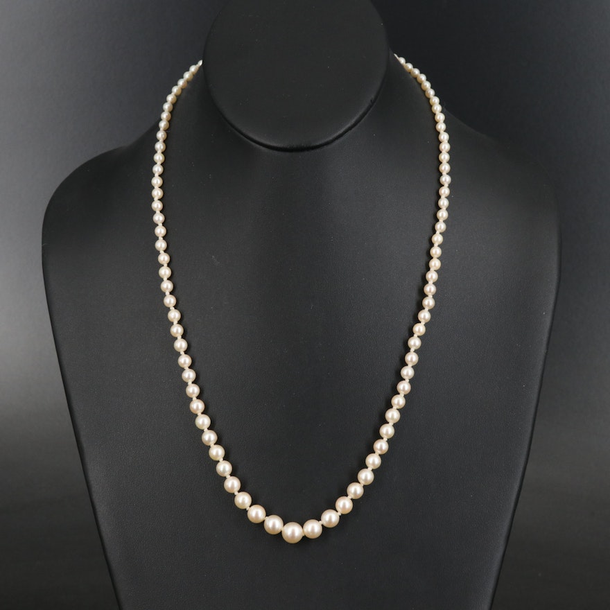 10K Graduated Pearl Necklace