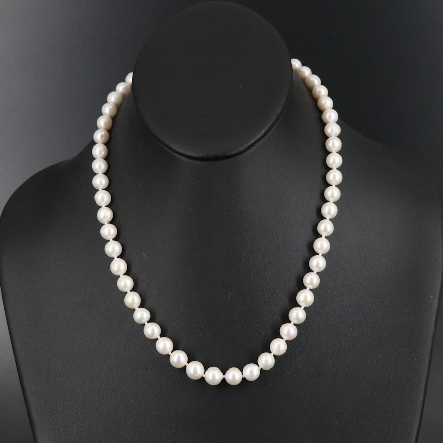 Semi-Baroque Pearl Necklace with 14K Clasp