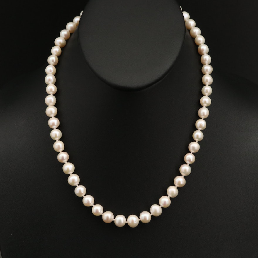 Pearl Necklace with 14K and 18K Clasp