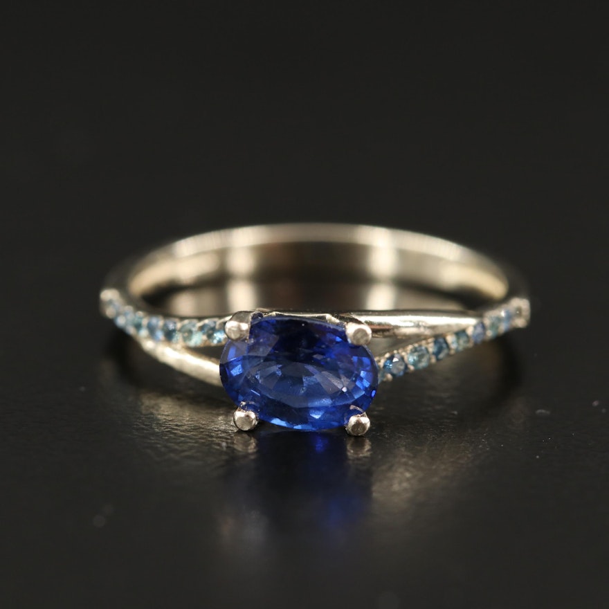 14K Sapphire East West Ring