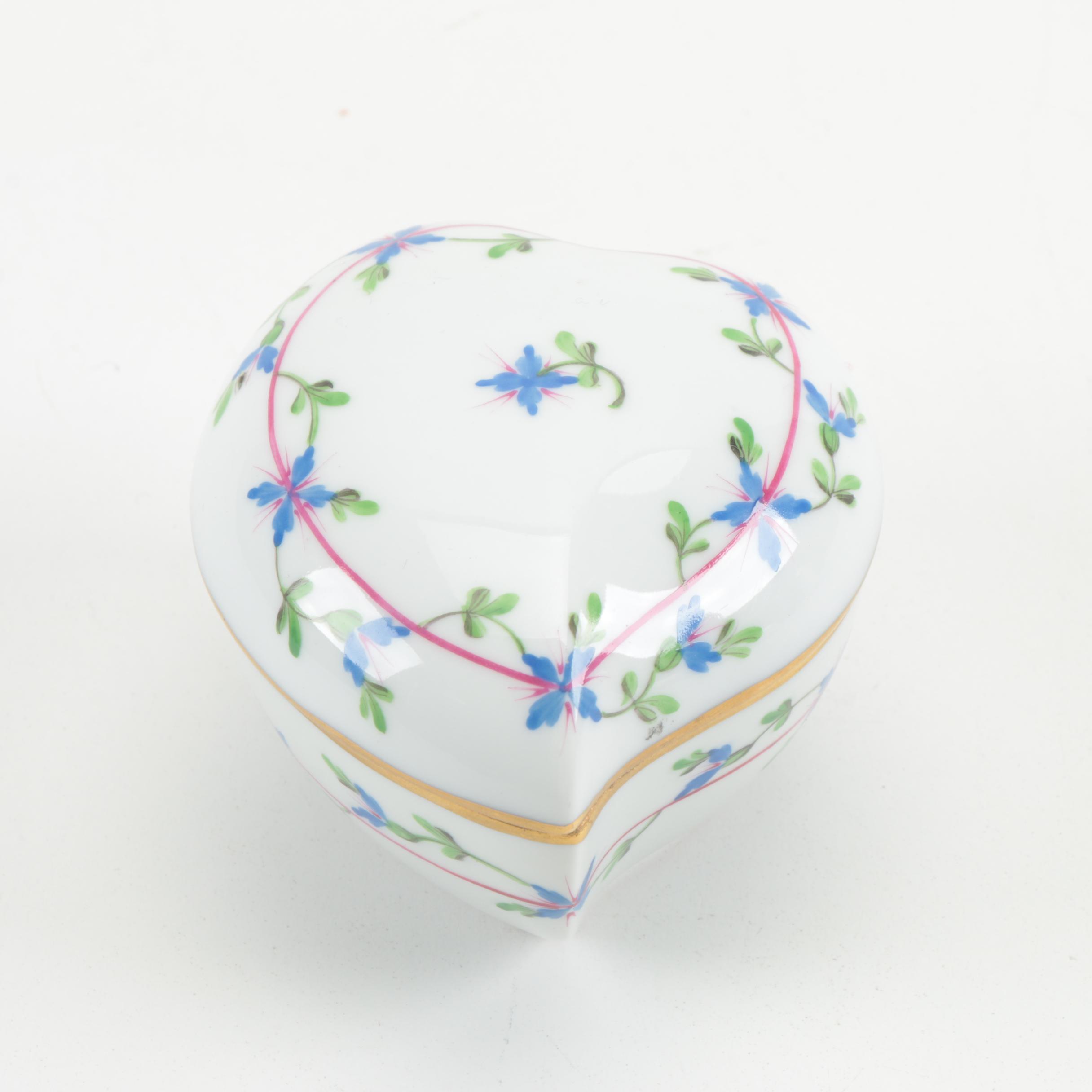 Herend "Rothschild Bird" Shaker with Other Hand-Painted Limoges Porcelain Décor