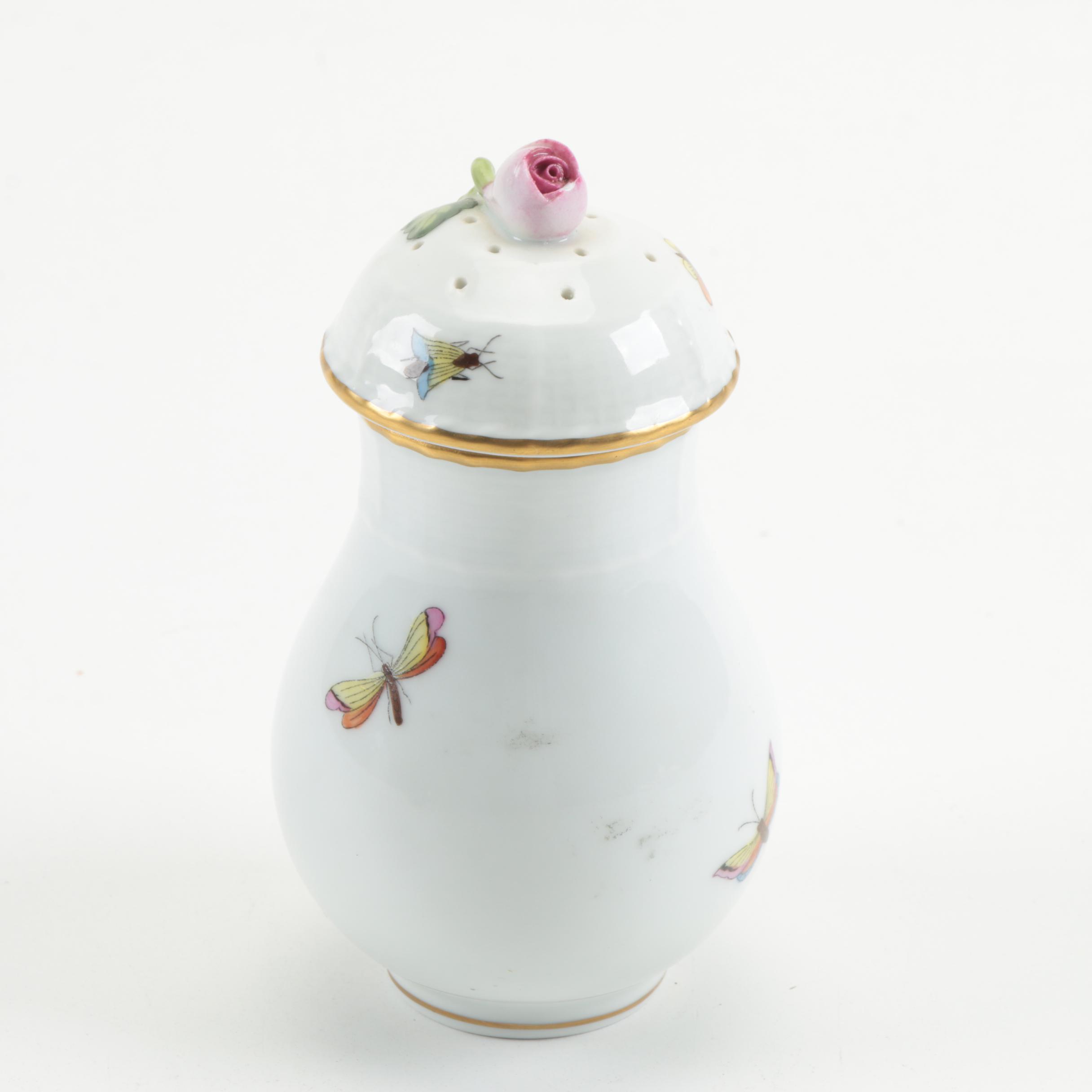 Herend "Rothschild Bird" Shaker with Other Hand-Painted Limoges Porcelain Décor