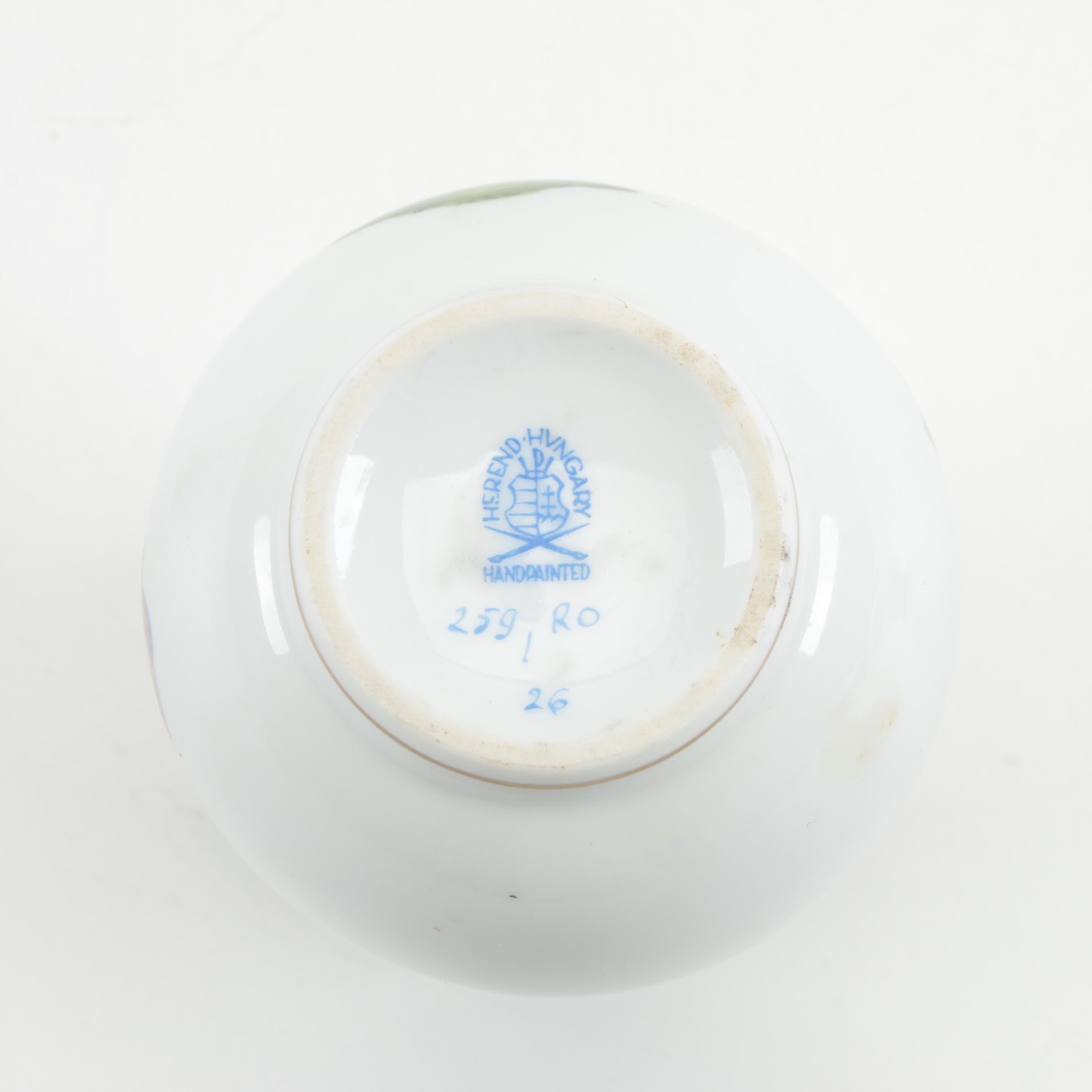 Herend "Rothschild Bird" Shaker with Other Hand-Painted Limoges Porcelain Décor