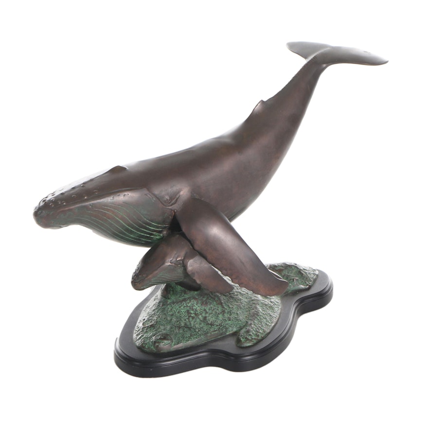 SF Bay Trading Company Bronze Mother Whale and Calf Sculpture